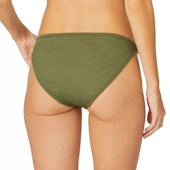 Shoshanna Textured Chain Swim Bikini Bottom Elasticized Waist Size XS Olive - Picture 2 of 2